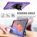 For Samsung Galaxy Tab S8 / Galaxy Tab S7 (2020) T870 Shockproof Colorful Silicone + PC Protective Case with Holder & Shoulder Strap & Hand Strap & Pen Slot(Purple)