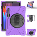 For Samsung Galaxy Tab S8 / Galaxy Tab S7 (2020) T870 Shockproof Colorful Silicone + PC Protective Case with Holder & Shoulder Strap & Hand Strap & Pen Slot(Purple)