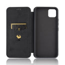 For OPPO Realme C11 Carbon Fiber Texture Magnetic Horizontal Flip TPU + PC + PU Leather Case with Card Slot(Black)
