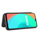 For OPPO Realme C11 Carbon Fiber Texture Magnetic Horizontal Flip TPU + PC + PU Leather Case with Card Slot(Black)