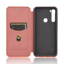 For Xiaomi Redmi Note 8 Carbon Fiber Texture Horizontal Flip TPU + PC + PU Leather Case with Card Slot(Brown)