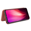 For Xiaomi Redmi Note 8 Carbon Fiber Texture Horizontal Flip TPU + PC + PU Leather Case with Card Slot(Brown)