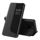 For Huawei Mate 20 Pro Side Display Shockproof Horizontal Flip Leather Case with Holder & Call Answering Function & Sleep / Wake-up(Black)