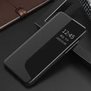 For Huawei Mate 20 Pro Side Display Shockproof Horizontal Flip Leather Case with Holder & Call Answering Function & Sleep / Wake-up(Black)