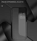 For Huawei Mate 20 Pro Side Display Shockproof Horizontal Flip Leather Case with Holder & Call Answering Function & Sleep / Wake-up(Black)