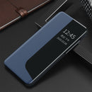 For Huawei Mate 20 Pro Side Display Shockproof Horizontal Flip Leather Case with Holder & Call Answering Function & Sleep / Wake-up(Dark Blue)