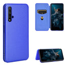 For Huawei Honor 20 / nova 5T Carbon Fiber Texture Horizontal Flip TPU + PC + PU Leather Case with Card Slot(Blue)