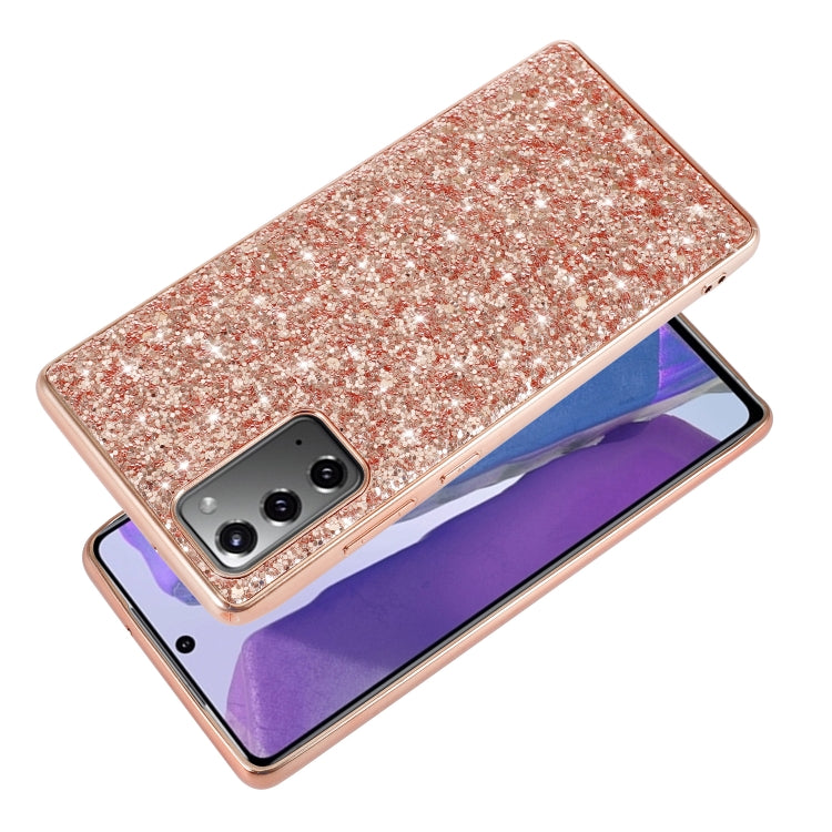 For Samsung Galaxy Note20 Ultra Glitter Powder Shockproof TPU Protective Case(Rose Gold)