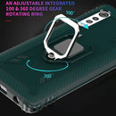 For LG Velvet / G9 Carbon Fiber Protective Case with 360 Degree Rotating Ring Holder(Green)