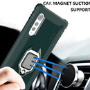 For LG Velvet / G9 Carbon Fiber Protective Case with 360 Degree Rotating Ring Holder(Green)