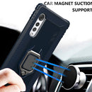 For LG Velvet / G9 Carbon Fiber Protective Case with 360 Degree Rotating Ring Holder(Blue)