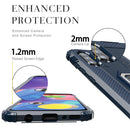 For Wiko View 4 / View 4 Lite Carbon Fiber Protective Case with 360 Degree Rotating Ring Holder(Blue)