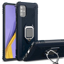 For Samsung Galaxy M31s Carbon Fiber Protective Case with 360 Degree Rotating Ring Holder(Blue)