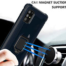 For Samsung Galaxy M31s Carbon Fiber Protective Case with 360 Degree Rotating Ring Holder(Blue)