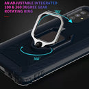 For Samsung Galaxy M31s Carbon Fiber Protective Case with 360 Degree Rotating Ring Holder(Blue)