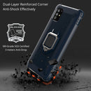 For Samsung Galaxy M31s Carbon Fiber Protective Case with 360 Degree Rotating Ring Holder(Blue)