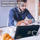 For Samsung Galaxy M31s Carbon Fiber Protective Case with 360 Degree Rotating Ring Holder(Blue)