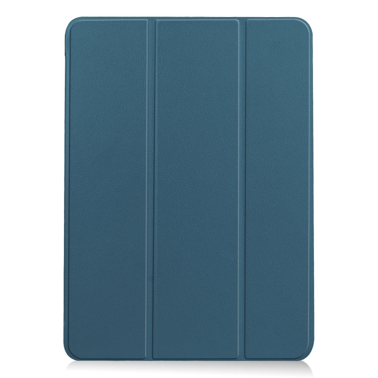 For iPad Air 2022 / 2020 10.9 Custer Texture Horizontal Flip Leather Case with Three-folding Holder & Sleep / Wake-up Function(Dark Green)