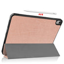 For iPad Air 2022 / 2020 10.9 Custer Texture TPU Horizontal Flip Leather Case with Sleep / Wake-up Function & Three-folding Holder & Pen Slot(Rose Gold)
