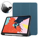 For iPad Air 2022 / 2020 10.9 Custer Texture TPU Horizontal Flip Leather Case with Sleep / Wake-up Function & Three-folding Holder & Pen Slot(Dark Green)
