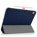 For iPad Air 2022 / 2020 10.9 Custer Texture TPU Horizontal Flip Leather Case with Sleep / Wake-up Function & Three-folding Holder & Pen Slot(Dark Blue)