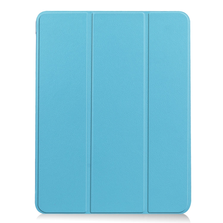 For iPad Air 2022 / 2020 10.9 Custer Texture TPU Horizontal Flip Leather Case with Sleep / Wake-up Function & Three-folding Holder & Pen Slot(Sky Blue)
