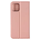 For iPhone 12 Pro Max Ultra-thin Plain Magnetic TPU + PU Leather Case with Holder & Card Slot(Rose Gold)