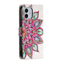 For iPhone 12 mini 3D Painted Pattern Horizontal Flip Leather Case with Holder & Card Slots & Photo Frame & Wallet(Half Flower)