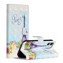 For iPhone 12 mini 3D Painted Pattern Horizontal Flip Leather Case with Holder & Card Slots & Photo Frame & Wallet(Iron Tower)