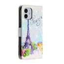 For iPhone 12 mini 3D Painted Pattern Horizontal Flip Leather Case with Holder & Card Slots & Photo Frame & Wallet(Iron Tower)
