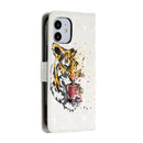 For iPhone 12 mini 3D Painted Pattern Horizontal Flip Leather Case with Holder & Card Slots & Photo Frame & Wallet(Tiger)