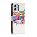 For iPhone 12 mini 3D Painted Pattern Horizontal Flip Leather Case with Holder & Card Slots & Photo Frame & Wallet(Couple Cat)