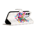 For iPhone 12 mini 3D Painted Pattern Horizontal Flip Leather Case with Holder & Card Slots & Photo Frame & Wallet(Couple Cat)