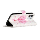 For iPhone 12 mini 3D Painted Pattern Horizontal Flip Leather Case with Holder & Card Slots & Photo Frame & Wallet(Pink Tree)