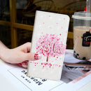For iPhone 12 mini 3D Painted Pattern Horizontal Flip Leather Case with Holder & Card Slots & Photo Frame & Wallet(Pink Tree)