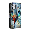 For iPhone 12 mini Painted Pattern Horizontal Flip Leather Case with Holder & Card Slots & Photo Frame(Blue Cat)