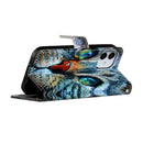 For iPhone 12 mini Painted Pattern Horizontal Flip Leather Case with Holder & Card Slots & Photo Frame(Blue Cat)