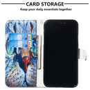 For iPhone 12 mini Painted Pattern Horizontal Flip Leather Case with Holder & Card Slots & Photo Frame(Blue Cat)