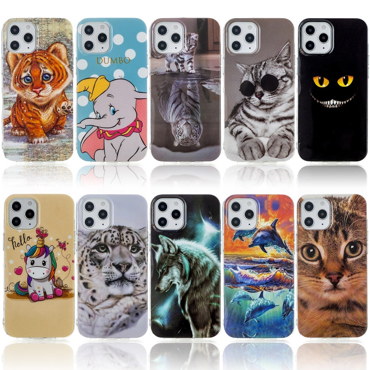 For iPhone 12 Pro Max Painted Pattern TPU Protective Case(Night Sky Wolf)