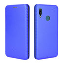 For Huawei Y6 (2019) / Honor Y6s Carbon Fiber Texture Horizontal Flip TPU + PC + PU Leather Case with Card Slot(Blue)