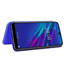 For Huawei Y6 (2019) / Honor Y6s Carbon Fiber Texture Horizontal Flip TPU + PC + PU Leather Case with Card Slot(Blue)