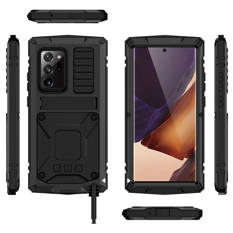 For Samsung Galaxy Note 20 Ultra R-JUST Shockproof Waterproof Dust-proof Metal + Silicone Protective Case with Holder(Black)