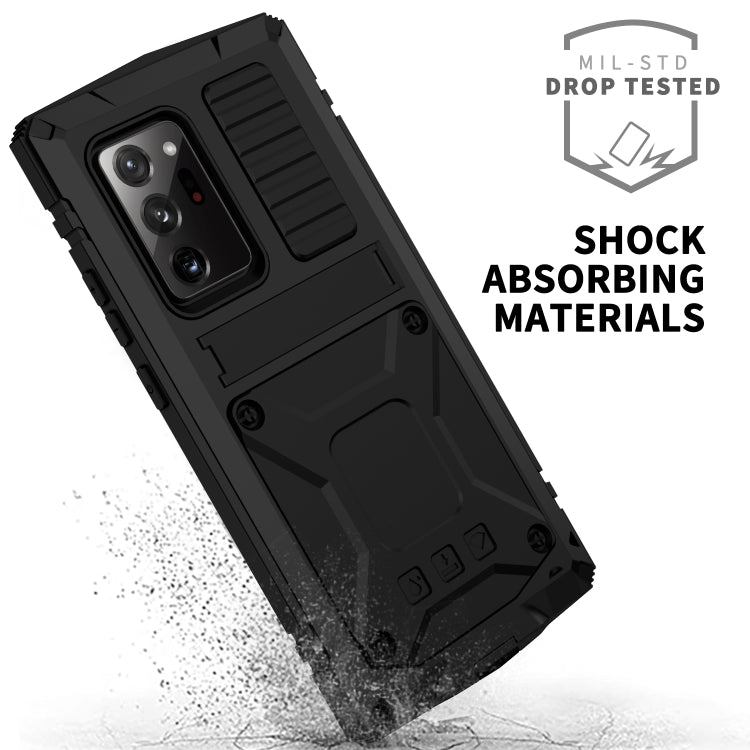 For Samsung Galaxy Note 20 Ultra R-JUST Shockproof Waterproof Dust-proof Metal + Silicone Protective Case with Holder(Black)