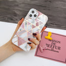 For iPhone 12 Pro Max Plating Marble Pattern Soft TPU Protective Case(Pink)