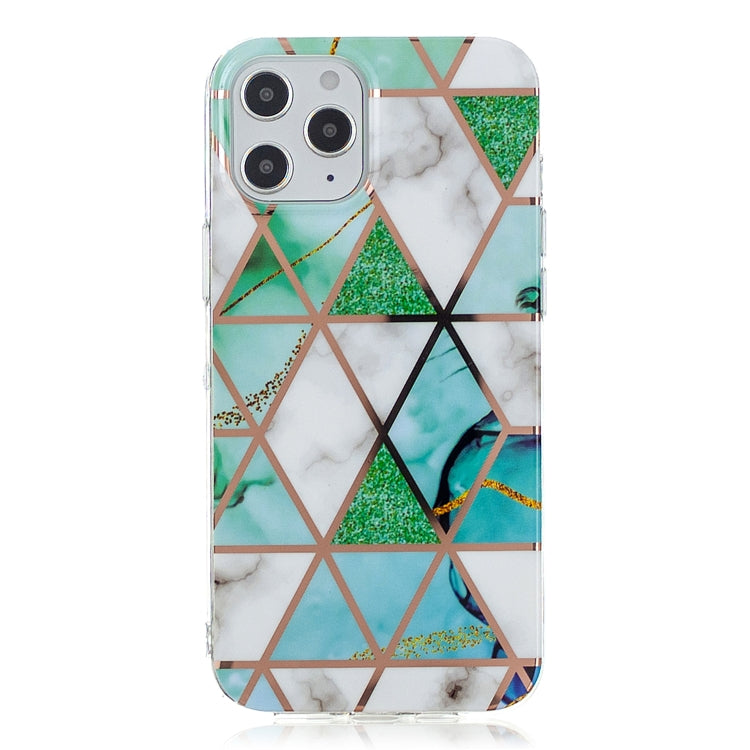 For iPhone 12 Pro Max Plating Marble Pattern Soft TPU Protective Case(Green White)