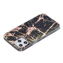 For iPhone 12 Pro Max Plating Marble Pattern Soft TPU Protective Case(Black Gold)