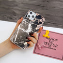 For iPhone 12 Pro Max Plating Marble Pattern Soft TPU Protective Case(Black Gold)