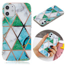 For iPhone 12 mini Plating Marble Pattern Soft TPU Protective Case(Green White)