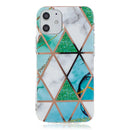 For iPhone 12 mini Plating Marble Pattern Soft TPU Protective Case(Green White)