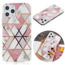 For iPhone 12 / 12 Pro Plating Marble Pattern Soft TPU Protective Case(Pink)